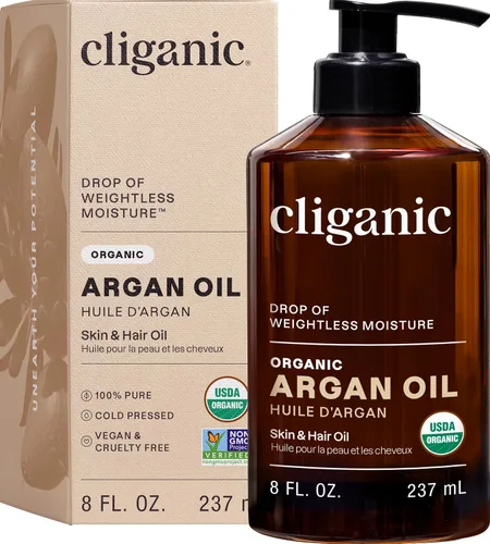 Vista 9 de Cliganic - Aceite de argán orgánico 100 % puro para cabello, cara y piel Aceite portador prensado en frío
