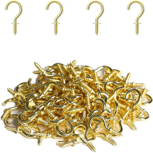 Vista 12 de RELBRO Ganchos de tornillo pequeños de 1/2 pulgada, mini ganchos de metal de rosca, negro, 100 piezas