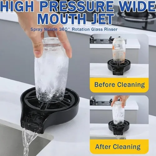 Vista 2 de SOONHUA Enjuagadora de vidrio para fregadero de cocina, cabezal rociador extraíble y limpiador de botellas con adaptadores rápidos universales