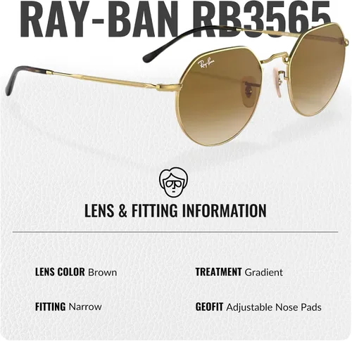 Vista 5 de Ray-Ban RB3565 Jack - Gafas de sol de forma cuadrada redonda con kit oficial de gafas