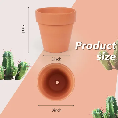 Vista 2 de Paquete de 26 macetas pequeñas de arcilla terracota de 3 pulgadas con orificio de drenaje, maceta de terracota para plantas de interior y exterior