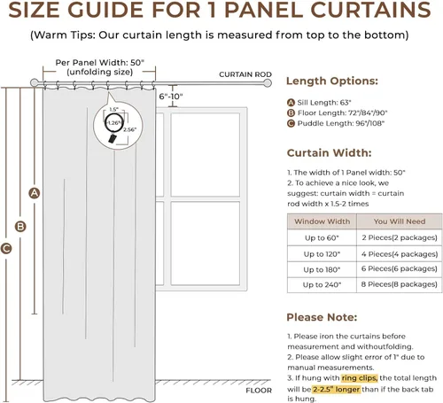 Vista 5 de INOVADAY Cortinas térmicas para puerta corredera 100% opacas para dormitorio, cortinas de puerta corrediza de vidrio extra anchas para patio, lino