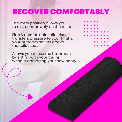 Vista 9 de BBL Pillow - Elevador de asiento de inodoro con forma de D para levantamiento de glúteos brasileño para después de la cirugía (negro)