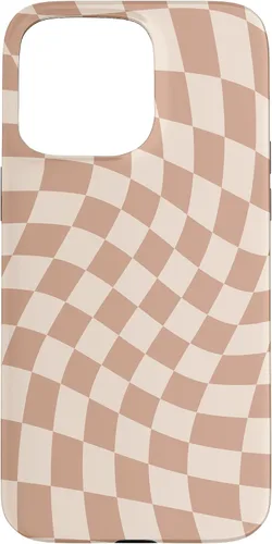 Vista 28 de iPhone 16 Beige Cream Twisted Checkered Swirl 60s 70s Aesthetic Brown Case