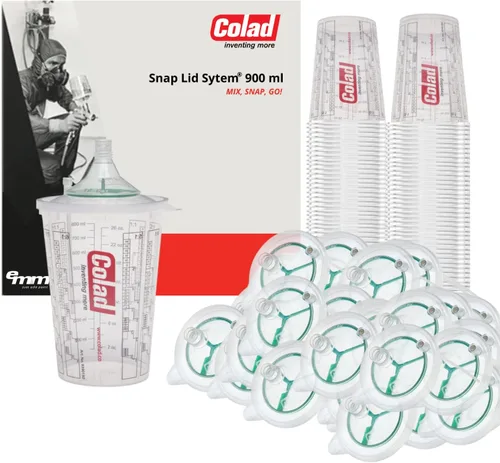 Vista 8 de Colad Snap - Sistema de tapa para tazas Colad - 30.4 fl oz con colador de 130 micras para mezcla de pintura automotriz, reacabado y uso en taller