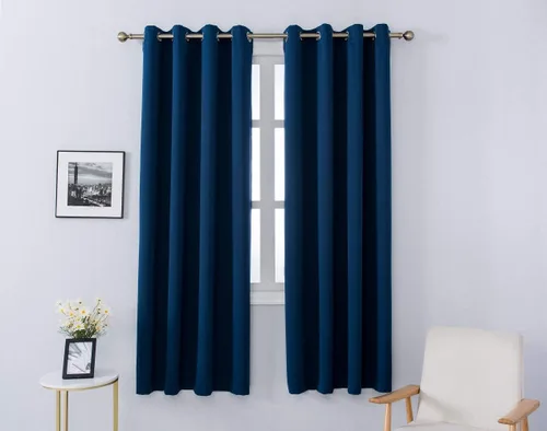 Vista 11 de MANGATA CASA Cortinas opacas negras con ojales, 2 paneles para dormitorio, panel de cortina de ventana para sala de estar, cortinas térmicas de Negro