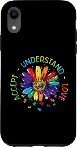 Vista 8 de Funda para iPhone 11 con diseño de flores ASD y arcoíris para concienciación sobre el autismo