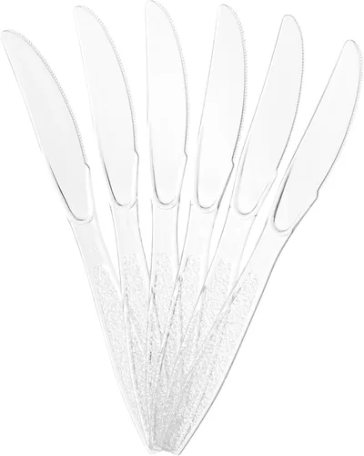 Vista 2 de Embellish - Cuchillo de plástico resistente, desechable, transparente, ideal para bodas, catering, fiestas, bufés, eventos o uso diario