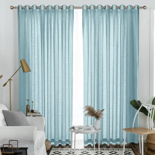 Vista 44 de Melodieux Cortinas Semitransparentes Negras de 63 Pulgadas de Largo para Ventanas Pequeñas de Sala de Estar y Dormitorio con Aspecto de Lino Rústico