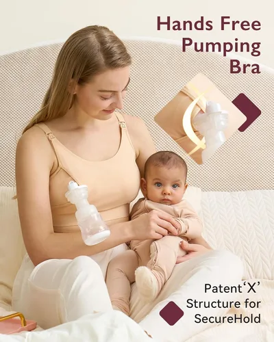 Vista 21 de Momcozy - Brasier para extracción de leche y lactancia, manos libres, ajustable, brasier todo en uno