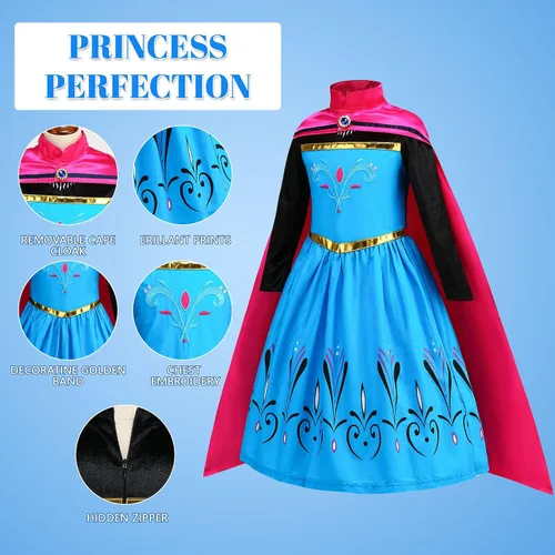 Vista 3 de Vestido de coronación Elsa, disfraz de Elsa para niñas, vestido de Elsa para niñas, cosplay, fiesta de cumpleaños, Halloween