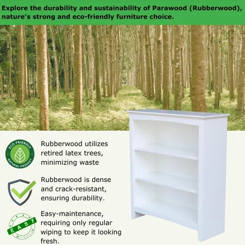 Vista 3 de Estantería Shaker de madera maciza, 36" de alto, color blanco