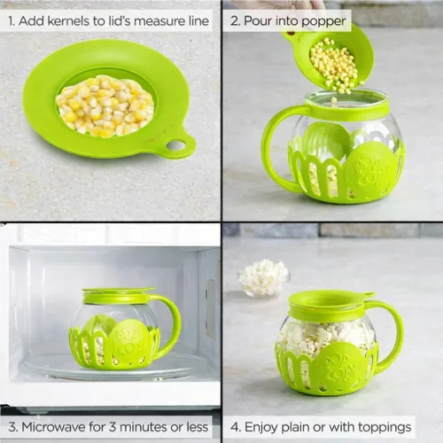 Vista 4 de Ecolution - Palomitas de maíz para microondas de 1.5 cuartos en caja de regalo (verde lima)