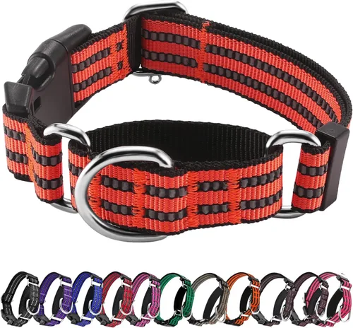 Vista 8 de Hikiko Martingale - Collar reflectante de nailon para perro con hebilla de liberación rápida, ajustable, collar de entrenamiento antideslizante