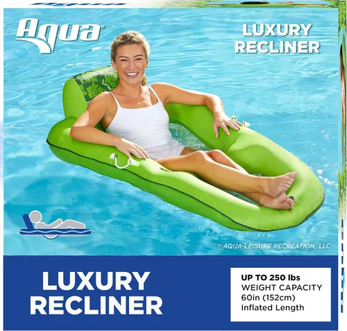 Vista 10 de Aqua Campania Ultimate 2-in-1 Pool Float Lounge – Extra Large – Inflatable Pool Floats for Adults with Adjustable Backrest & Cupholder Caddy