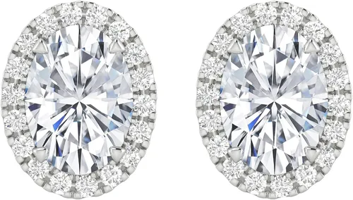 Vista 13 de Houston Diamond District Aretes de halo de diamantes cultivados en Platinado