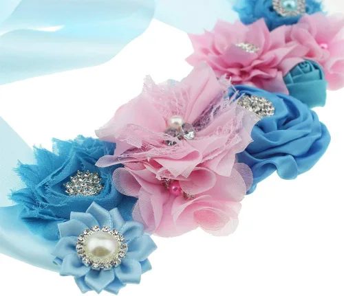 Vista 5 de Cinturón de flores con diamantes de imitación para boda, novia, maternidad, embarazo, baby shower