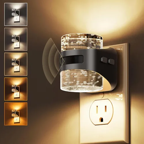 Vista 15 de L LOHAS LED Luz nocturna con sensor de movimiento, luces nocturnas de burbujas enchufables a la pared, luz nocturna de cambio de temperatura