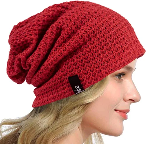 Vista 15 de Gorro holgado para mujer, boina de punto, gorra de calavera holgada para invierno y verano, B08w Azul/Amarillo/Púrpura