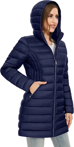 Vista 2 de ROYAL MATRIX Abrigo acolchado plegable con capucha para mujer, chaqueta ligera de invierno
