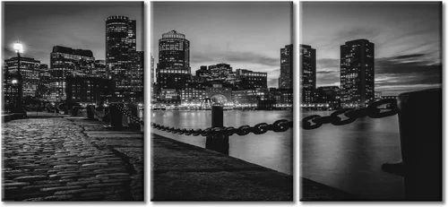 Vista 9 de TUMOVO Cuadros de la ciudad de Nueva York, arte de pared en blanco y negro, 3 paneles, rascacielos del centro de América, impresiones artísticas
