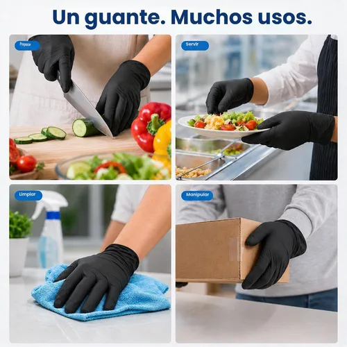 Vista 6 de ForPro Disposable Vinyl Gloves, 3.9 Mil, Powder & Latex-Free, Food Safe Negro