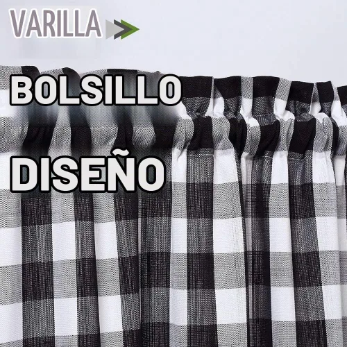 Vista 2 de Cortinas de cocina de 24 pulgadas Niveles Negro Blanco