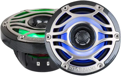 Vista 7 de Massive Audio Altavoces LED coaxiales marinos T65XE de 6.5 pulgadas 80 W RMS / 160 W máximo, IP65 impermeable, resistente a los rayos UV