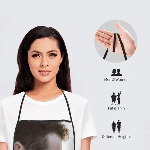 Vista 6 de Delantales personalizados con diseño de imagen de texto fotográfico para adultos, hombres, mujeres, parrilla, cocina, 40