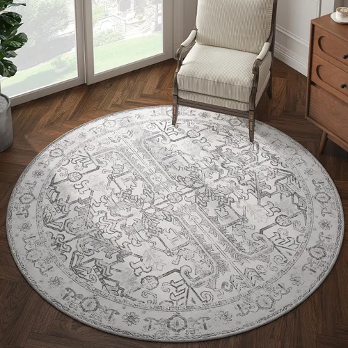 Vista 100 de jinchan Lima - Alfombra simétrica floral geométrica lavable, alfombra de entrada de medio círculo de 2 x 3, alfombra de media luna, suave y Azul