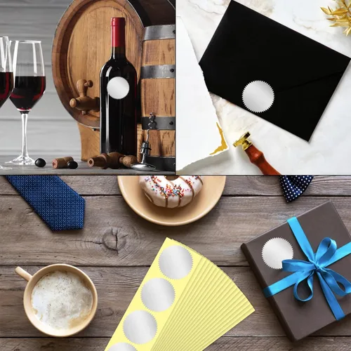 Vista 6 de 100 calcomanías autoadhesivas de sellado de certificados en blanco de 1 3/4 pulgadas, perfectas para invitaciones, sellos notariales, sellos plateado
