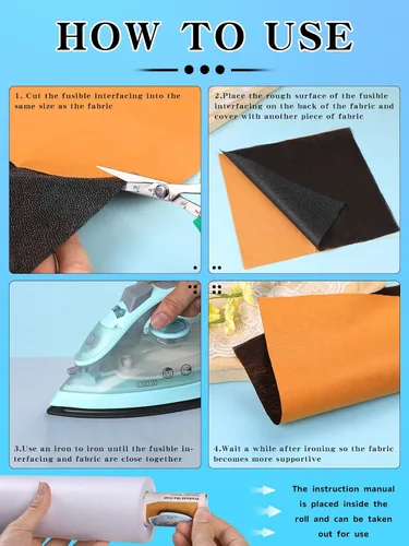 Vista 4 de Entretela Fusible Ligera Negra para Coser: 11.6" X 30yd Tela de Entretela para Coser, Entretela Termoadhesiva No Tejida de Un Solo Lado