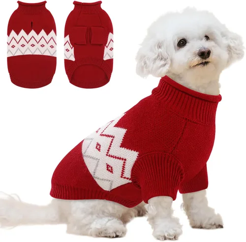 Vista 11 de Queenmore Suéter cálido para perro, ropa de punto suave para mascotas, suéter de punto, ropa de invierno para perros pequeños y medianos, gatos