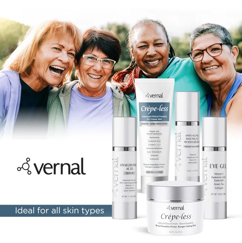 Vista 3 de Vernal hidratante anti edad Todo en uno con tetrapéptidos y Vitamina C, la mejor crema anti arrugas, humectante diario, 1.0 onza. Smoother Firmer