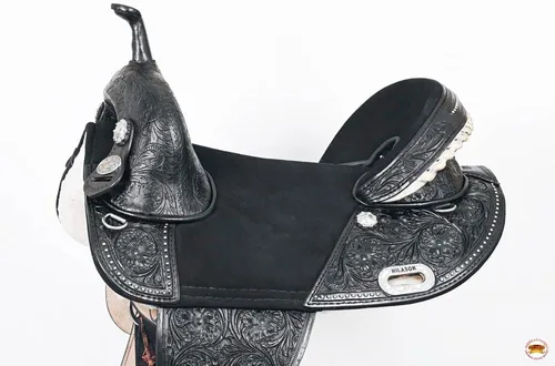 Vista 2 de HILASON Western Horse Treeless Trail Barrel Saddle American Leather for Horses Negro