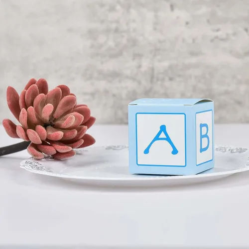 Vista 6 de Efavormart - Paquete de 25 cajas de regalo azules de 2 x 2 pulgadas para baby shower, con diseño recortado, cajas de regalo de cartulina prémium