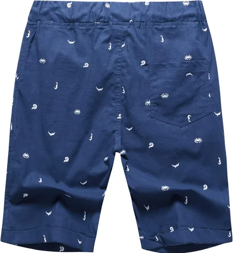 Vista 2 de Boisouey - Pantalones cortos de verano para hombre, de lino, estilo informal