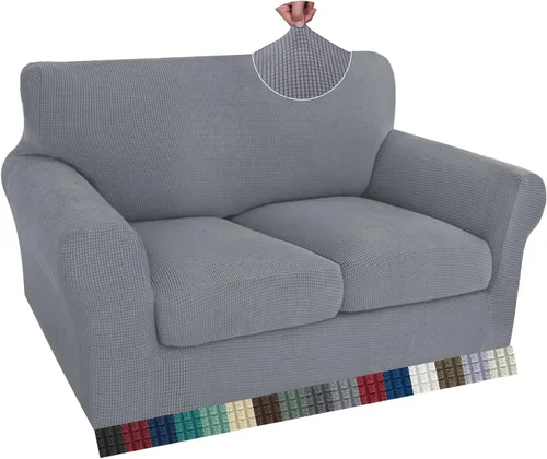 Vista 64 de ZNSAYOTX 2 fundas para sillas con brazos para sala de estar, súper suave, con funda de cojín de asiento, gruesa, duradera, mezcla de elastano, alta