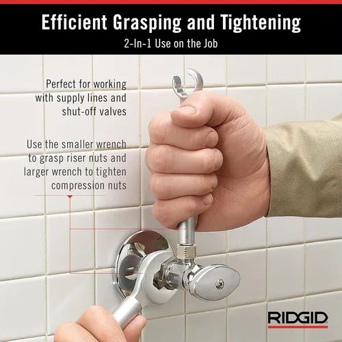 Vista 5 de RIDGID 27023 - Modelo 2002 Llave 2-en-1 One Stop para paradas de ángulo, paradas rectas y acoplamientos de compresión (Paquete de 3)