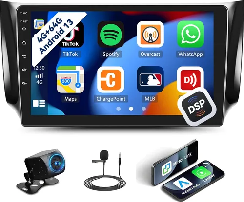 Vista 13 de 2G+64G para Nissan Sentra 2013-2017 Radio Android 13 Estéreo de coche con Apple CarPlay Android Auto Mirror Link Bluetooth 10.1 pulgadas HD pantalla