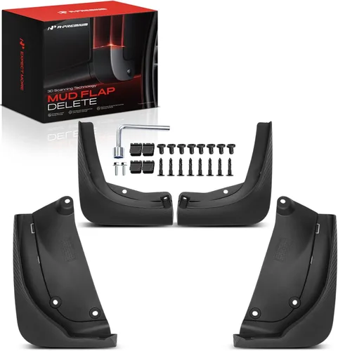 Vista 14 de A-Premium Juego de 4 unidades de guardabarros con accesorios de hardware compatibles con Tesla Model S 2012-2016, sedán, color negro mate, delantero