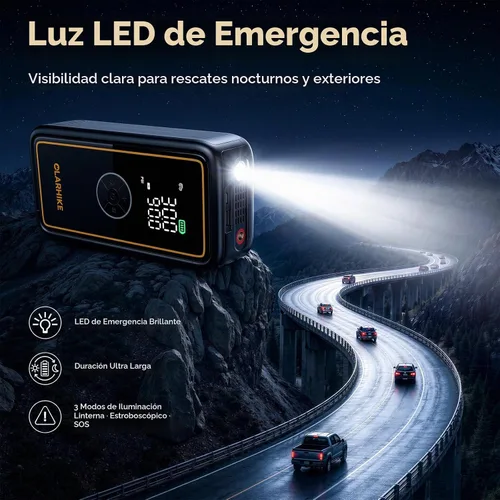 Vista 7 de OlarHike Arrancador de salto resistente portátil 3000A con compresor