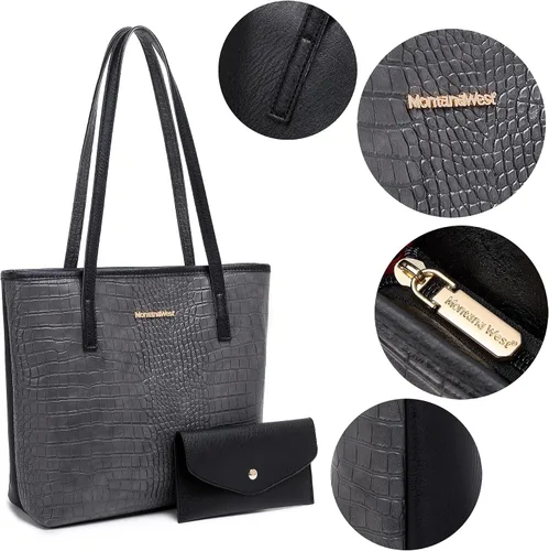Vista 3 de Montana West Tote Bags Vegan Leather Purses and Handbags for Women Top Handle Ladies Shoulder Bags