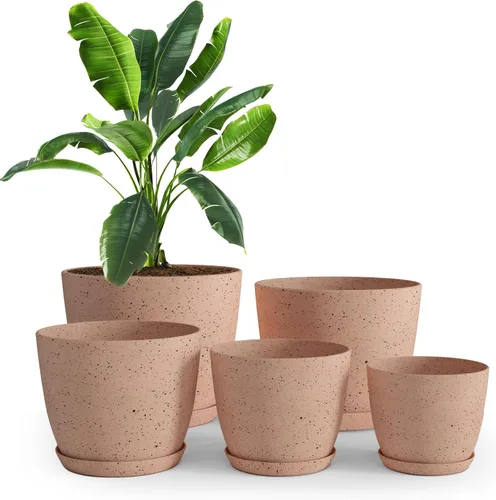 Vista 17 de Utopia Home - Macetas de Interior con Drenaje - Macetas de Flores de 7/6.6/6/5.3/4.8 Pulgadas para Plantas de Interior - Juego de 5 Macetas