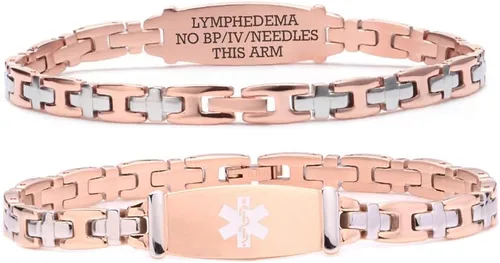 Vista 70 de LinnaLove Lady Medical Alert - Pulseras médicas de acero inoxidable para mujer, 7.5 pulgadas