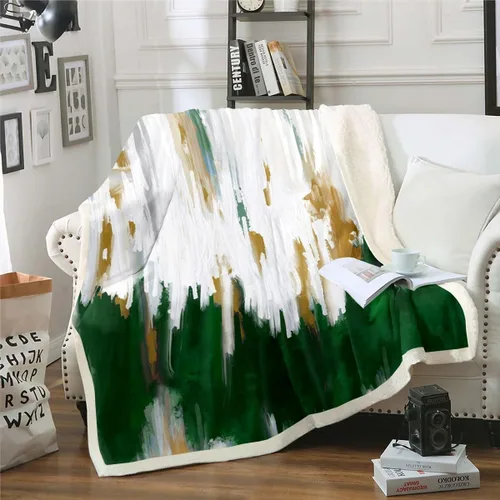 Vista 28 de Erosebridal Manta de sherpa moderna para niños y adolescentes, color naranja, verde azulado, negro, manta para silla, manta de forro polar con rayas