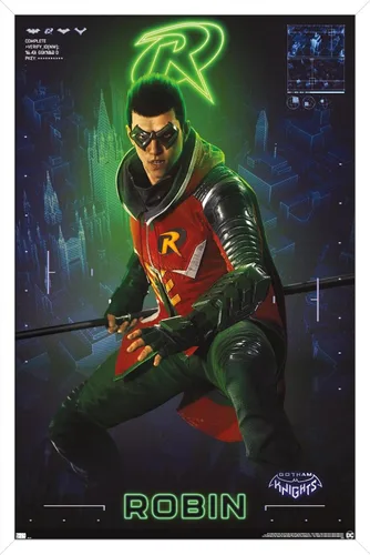 Vista 13 de Trends International DC Comics Gotham Knights - Póster de pared de Robin, 14.725 x 22.375 pulgadas, versión enmarcada de madera de granero