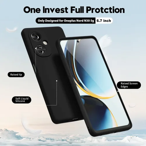 Vista 3 de oakxco Funda para teléfono Oneplus Nord N30 0.18 oz con agarre de silicona líquida, bonita funda de gel TPU suave delgada y delgada de goma suave