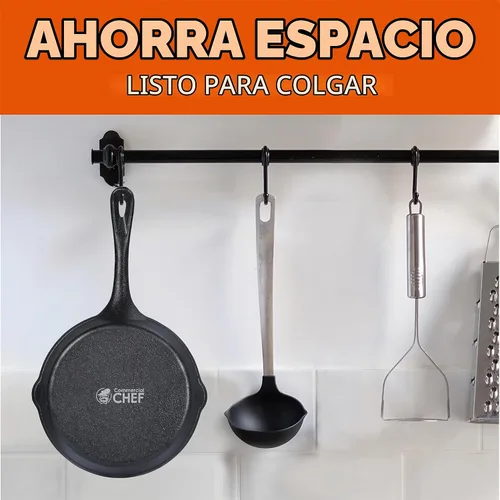 Vista 4 de Commercial CHEF Juego de sartenes de hierro fundido de 3 piezas