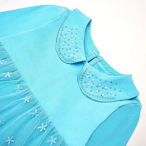 Vista 7 de Peacolate 6M-4Years Primavera Otoño Bebé Niñas Ropa Conjunto 3pcs Manga Larga Vestido Denim Chaqueta y Jeans Azul Lace